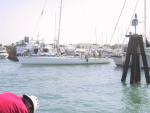 Equation - Santa Cruz 70 reverses into their dock at Historic Seaport Marina.