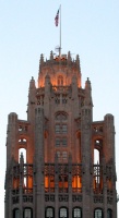 Chicago Tribune at dusk