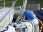 Main halyard splice-closeup - just shortened the old halyard since the cover was torn up near the turning block.